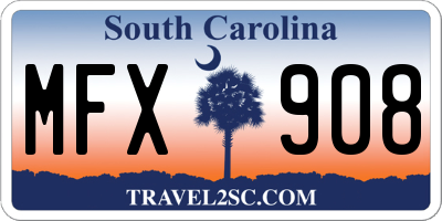SC license plate MFX908