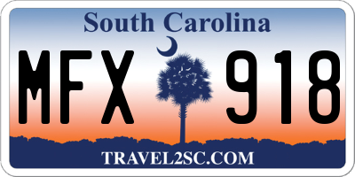 SC license plate MFX918