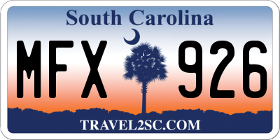 SC license plate MFX926