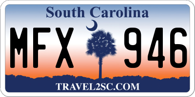 SC license plate MFX946