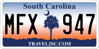 SC license plate MFX947