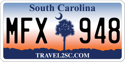 SC license plate MFX948