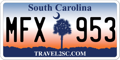 SC license plate MFX953