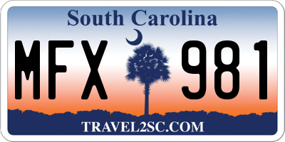 SC license plate MFX981