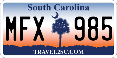 SC license plate MFX985