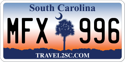 SC license plate MFX996