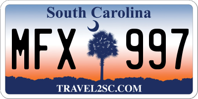 SC license plate MFX997