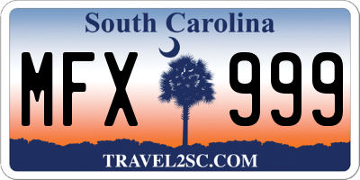 SC license plate MFX999