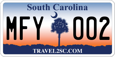 SC license plate MFY002