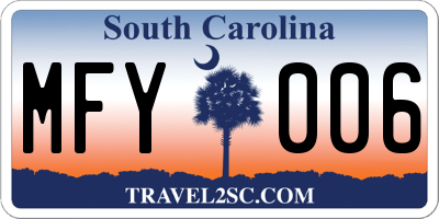 SC license plate MFY006