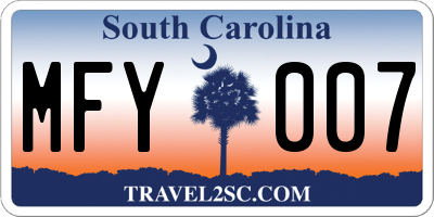 SC license plate MFY007