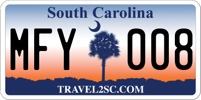 SC license plate MFY008