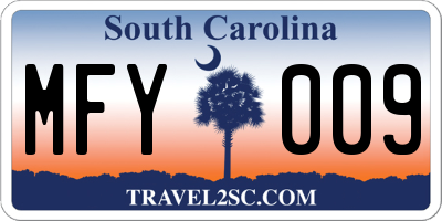 SC license plate MFY009