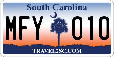 SC license plate MFY010