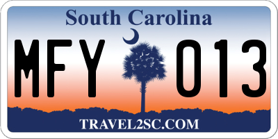 SC license plate MFY013