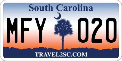 SC license plate MFY020