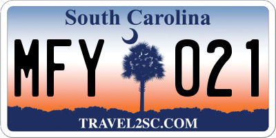 SC license plate MFY021