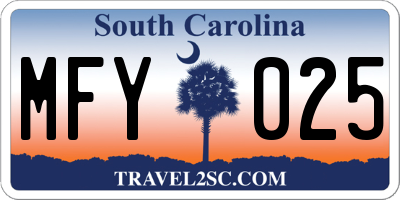 SC license plate MFY025