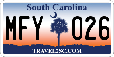 SC license plate MFY026