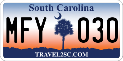 SC license plate MFY030