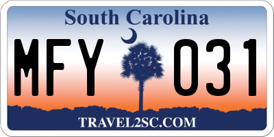 SC license plate MFY031