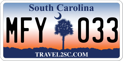 SC license plate MFY033