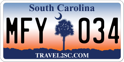 SC license plate MFY034