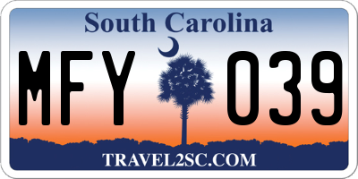 SC license plate MFY039
