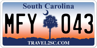 SC license plate MFY043
