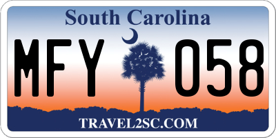 SC license plate MFY058