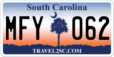 SC license plate MFY062