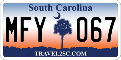 SC license plate MFY067