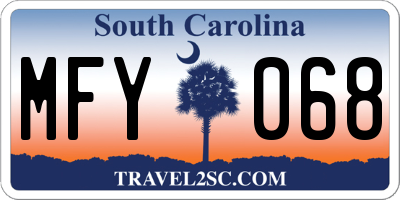 SC license plate MFY068