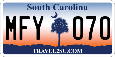 SC license plate MFY070