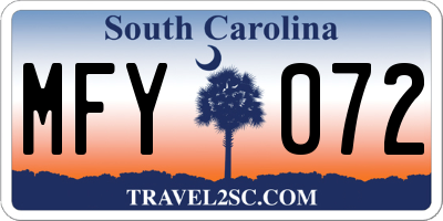 SC license plate MFY072