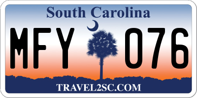 SC license plate MFY076