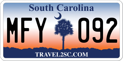 SC license plate MFY092