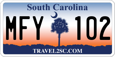 SC license plate MFY102
