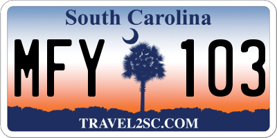 SC license plate MFY103