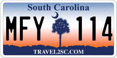 SC license plate MFY114
