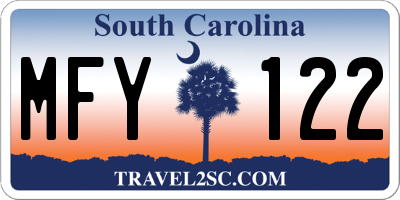 SC license plate MFY122