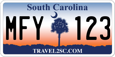 SC license plate MFY123