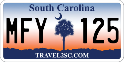 SC license plate MFY125