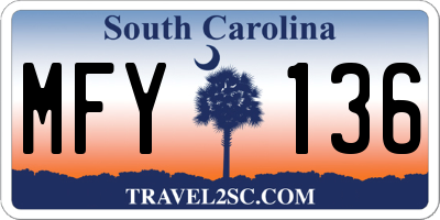 SC license plate MFY136