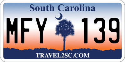 SC license plate MFY139
