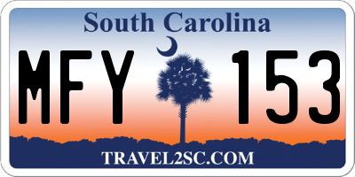 SC license plate MFY153