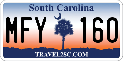 SC license plate MFY160