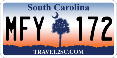 SC license plate MFY172