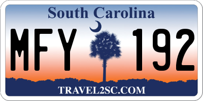 SC license plate MFY192