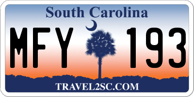 SC license plate MFY193
